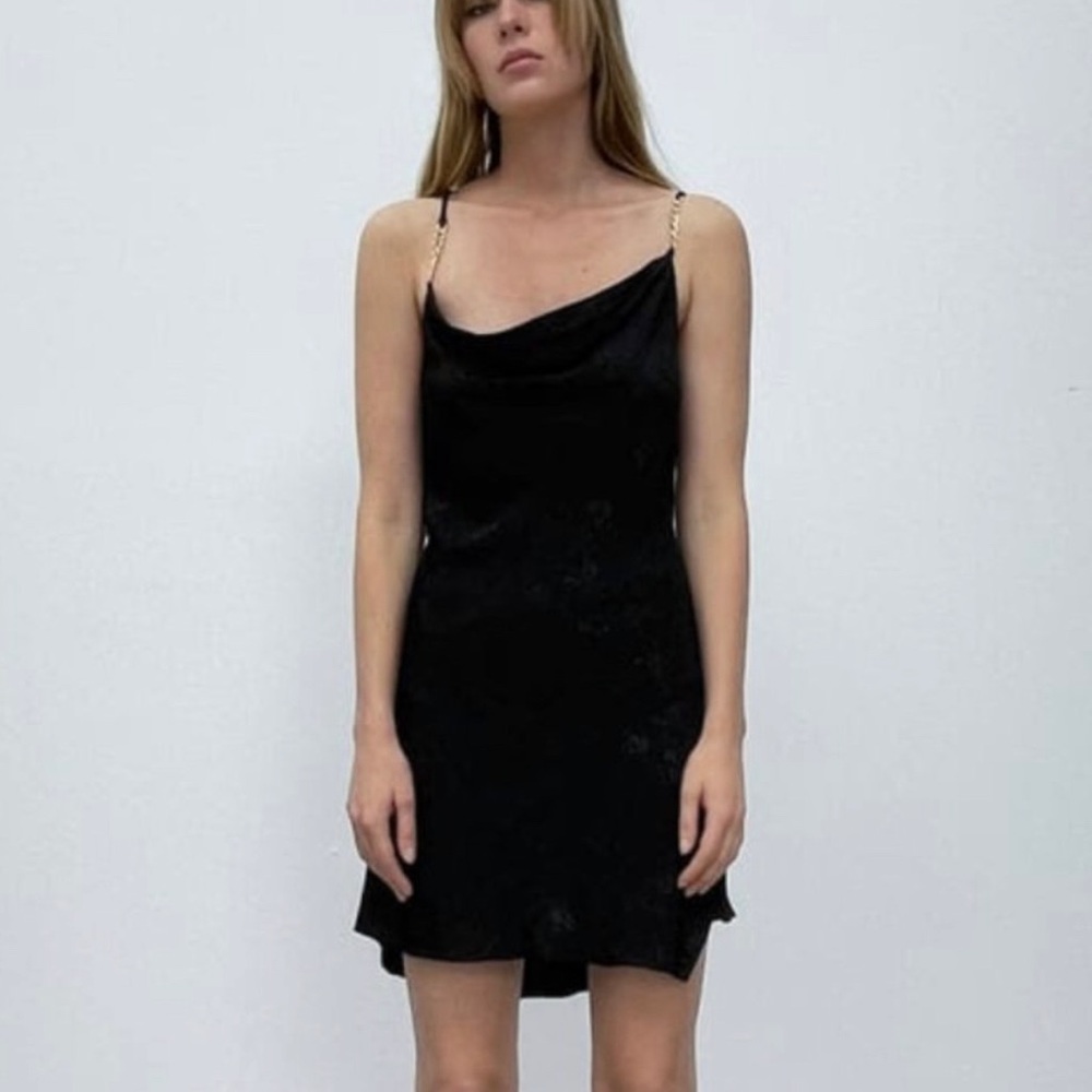 Zara Black Chain mini Dress in unique pattern XS